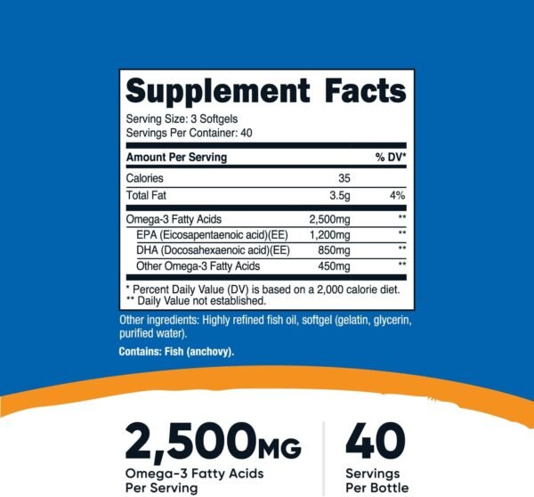 Nutricost Omega 3 Fish Oil - 2500MG - Image 2