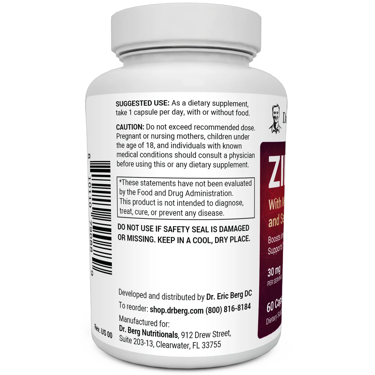 Dr. Berg Zinc Plus – Hair Support | 60 Capsules