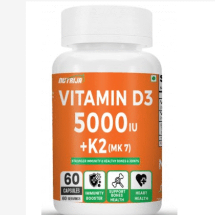 NutriJa Vitamin D3 5000 iu + K2 100mcg Capsules