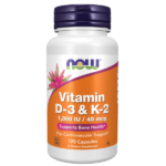 Now Foods, Vitamin D3 & K2, 1,000IU, 45mcg Capsules
