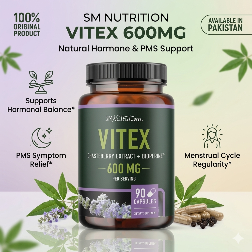 SM Nutrition Vitex 600mg Chasteberry Extract Plus Bioperine 90 Capsules In Pakistan
