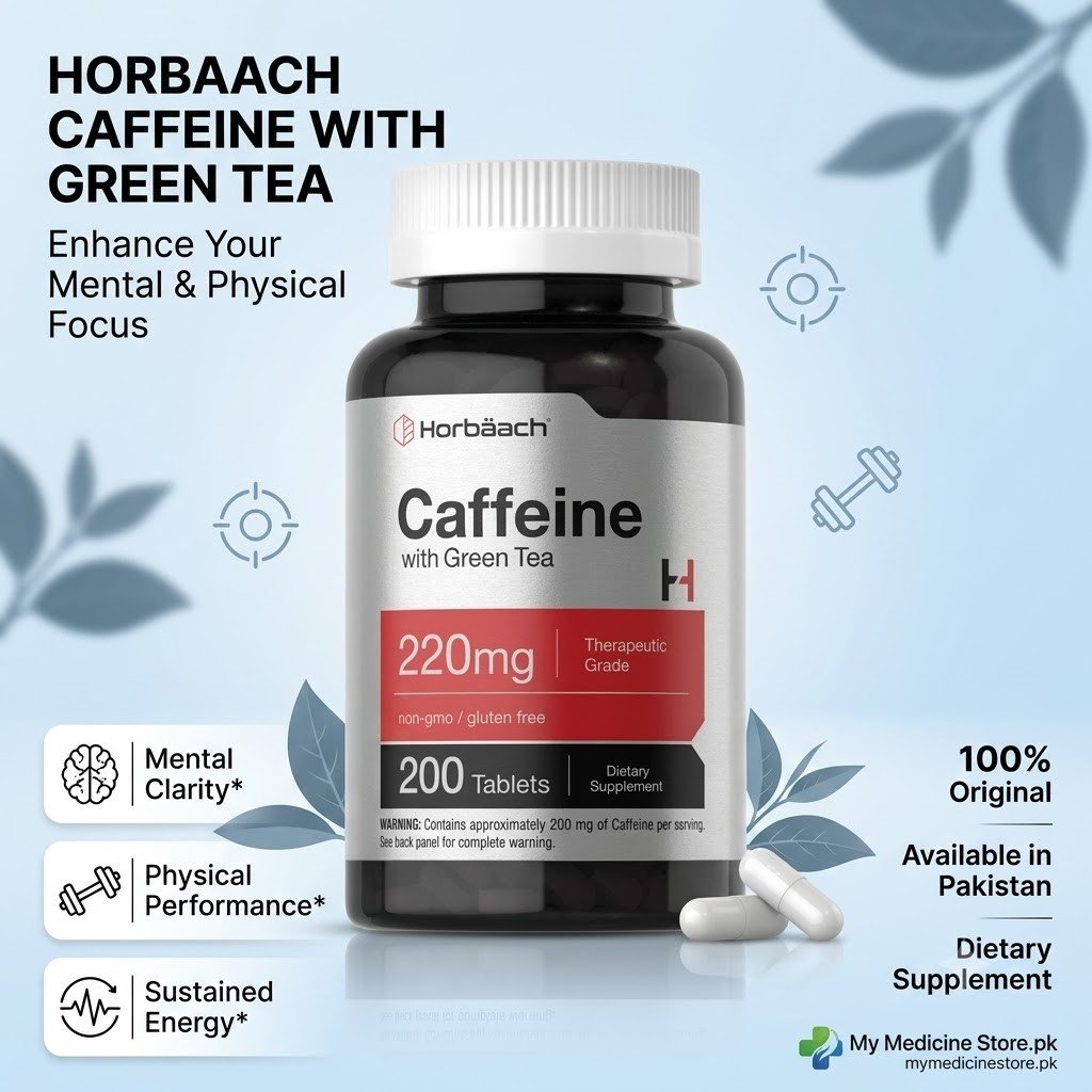 Horbäach Caffeine Pills 200mg with Green Tea 200