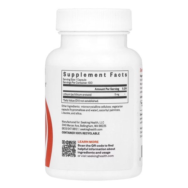 Seeking Health Lithium Orotate 5 mg 100 Vegetarian Capsules in Pakistan